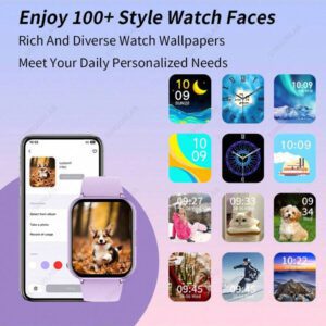 Montre connectée pour femmes, écran tactile plein 1,83", rappel d'appel, plus de 100 modes sportifs, résistance à l'eau 10 m, batterie 280 mAh. Nouvelle montre connectée pour femmes permettant de passer ou de répondre à des appels sans fil, rappel d'informations, cadrans personnalisables. Compatible avec et Android. Cadeau pour femme.