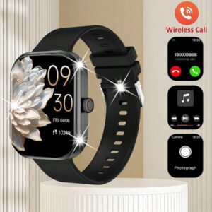 Nouvelle montre connectée en silicone avec écran tactile plein de 2,01 po, tracker de fitness unisexe avec plus de 100 modes d'entraînement, appel sans fil, caméra à distance, contrôle de la musique, horloge, météo - excellent cadeau pour les hommes, les femmes, les amis, les amoureux, la famille
