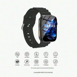 1 pièce Montre connectée sport unisexe avec bracelet en silicone, montre connectée multifonction avec appel, podomètre, compteur de calories, notification SMS, compatible avec les smartphones Android et iOS