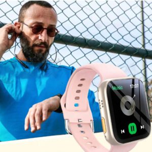 1 pièce Montre connectée sport unisexe avec bracelet en silicone, montre connectée multifonction avec appel, podomètre, compteur de calories, notification SMS, compatible avec les smartphones Android et iOS