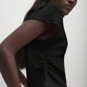BizChic T-shirt casual à manches courtes avec encolure ronde unie vert et taille froncée pour femmes