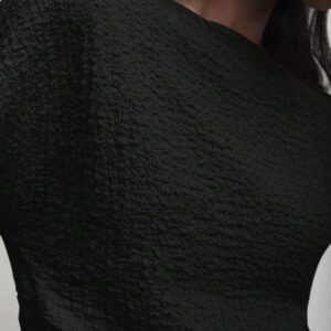 BizChic T-shirt casual à manches courtes avec encolure ronde unie vert et taille froncée pour femmes