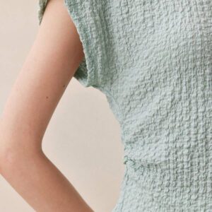 BizChic T-shirt casual à manches courtes avec encolure ronde unie vert et taille froncée pour femmes