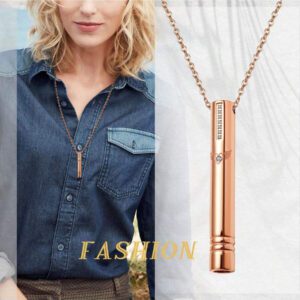 JEWELRYWE Collier anti-tabac, collier de respiration Anapana, collier de respiration de méditation en acier inoxydable, collier de respiration sifflante silencieuse sans fumée, pendentif motif ailes d'amour, collier de soulagement de l'anxiété pour hommes et femmes