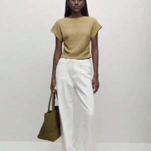 BizChic T-shirt casual à manches courtes avec encolure ronde unie vert et taille froncée pour femmes