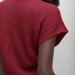 BizChic T-shirt casual à manches courtes avec encolure ronde unie vert et taille froncée pour femmes