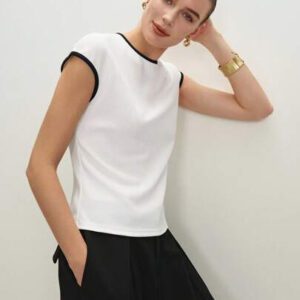 BizChic 2025 Nouvel arrivage d'été Fête de la fête de l'indépendance, top d'été, convient pour les invités de mariage, brunch, décontracté urbain, polyvalent au quotidien. Nouveau T-shirt élégant blanc à col rond pour dames, printemps/été