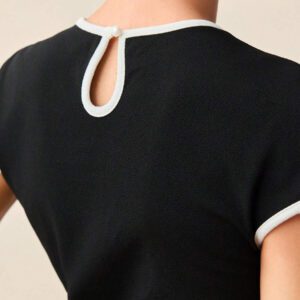 BizChic 2025 Nouvel arrivage d'été Fête de la fête de l'indépendance, top d'été, convient pour les invités de mariage, brunch, décontracté urbain, polyvalent au quotidien. Nouveau T-shirt élégant blanc à col rond pour dames, printemps/été