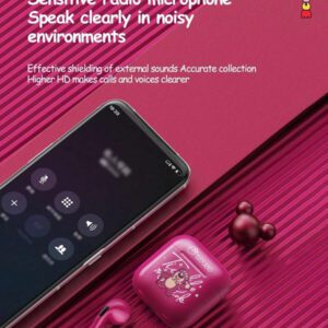 Disney Écouteurs Bluetooth Disney LF-918 Angel, annulation passive du bruit, son HIFI à semi-intra-auriculaire, appel clair avec micro, longue durée de vie de la batterie, écouteurs sans fil pour sports, musique et jeux, compatibles avec smartphones et tablettes