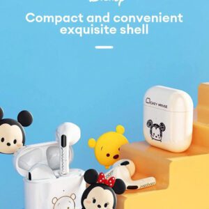 Disney Écouteurs Bluetooth Disney LF-918 Angel, annulation passive du bruit, son HIFI à semi-intra-auriculaire, appel clair avec micro, longue durée de vie de la batterie, écouteurs sans fil pour sports, musique et jeux, compatibles avec smartphones et tablettes