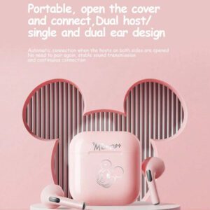 Disney Écouteurs Bluetooth Disney LF-918 Angel, annulation passive du bruit, son HIFI à semi-intra-auriculaire, appel clair avec micro, longue durée de vie de la batterie, écouteurs sans fil pour sports, musique et jeux, compatibles avec smartphones et tablettes