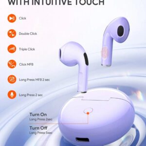 JMMO Écouteurs sans fil avec un son premium, appariement automatique 5.3, écouteurs avec 14h d'autonomie, légers, étanches IPX4, casque sans fil avec microphone compatible avec iPhone, Android, jeux, enceinte, microphone, cadeau de Noël, indispensables pour le camping, les vacances d'automne et d'hiver