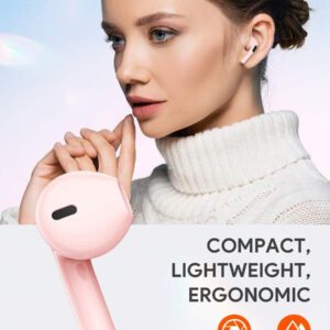JMMO Écouteurs sans fil avec un son premium, appariement automatique 5.3, écouteurs avec 14h d'autonomie, légers, étanches IPX4, casque sans fil avec microphone compatible avec iPhone, Android, jeux, enceinte, microphone, cadeau de Noël, indispensables pour le camping, les vacances d'automne et d'hiver