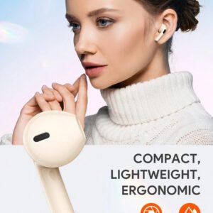 JMMO Écouteurs sans fil avec un son premium, appariement automatique 5.3, écouteurs avec 14h d'autonomie, légers, étanches IPX4, casque sans fil avec microphone compatible avec iPhone, Android, jeux, enceinte, microphone, cadeau de Noël, indispensables pour le camping, les vacances d'automne et d'hiver