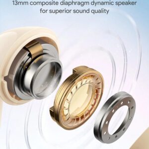 JMMO Écouteurs sans fil avec un son premium, appariement automatique 5.3, écouteurs avec 14h d'autonomie, légers, étanches IPX4, casque sans fil avec microphone compatible avec iPhone, Android, jeux, enceinte, microphone, cadeau de Noël, indispensables pour le camping, les vacances d'automne et d'hiver