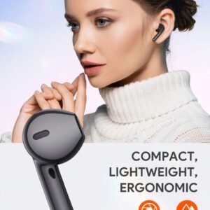 JMMO Écouteurs sans fil avec un son premium, appariement automatique 5.3, écouteurs avec 14h d'autonomie, légers, étanches IPX4, casque sans fil avec microphone compatible avec iPhone, Android, jeux, enceinte, microphone, cadeau de Noël, indispensables pour le camping, les vacances d'automne et d'hiver