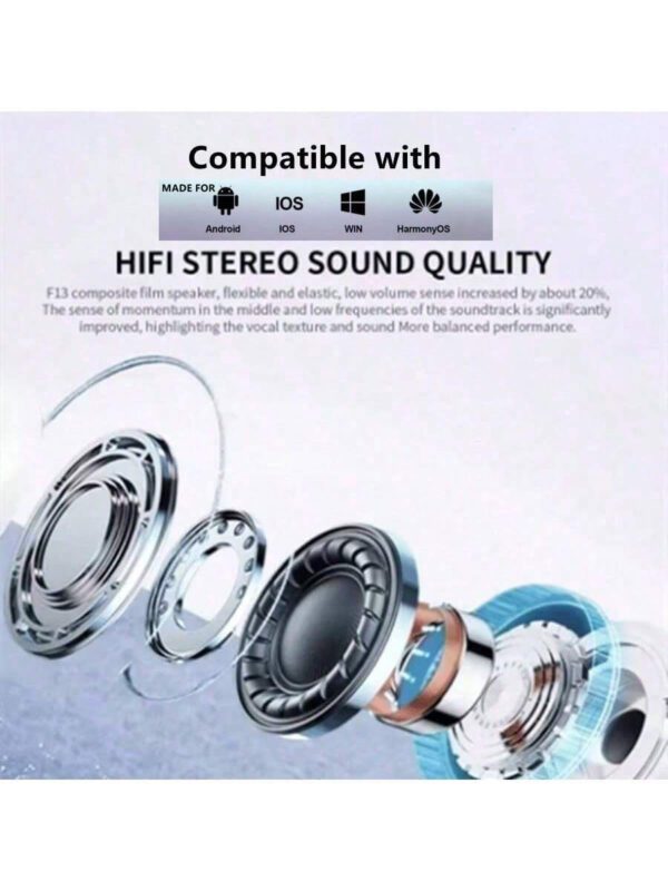Écouteurs Bluetooth Pro 6 compatibles avec , casque Bluetooth sans fil anti-bruit avec microphone, oreillettes sans fil Pro6 de 160 mAh – Image 3