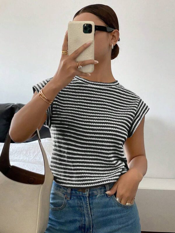 Siren Gaze T-shirt pratique à rayures et manches courtes pour hommes – Image 10