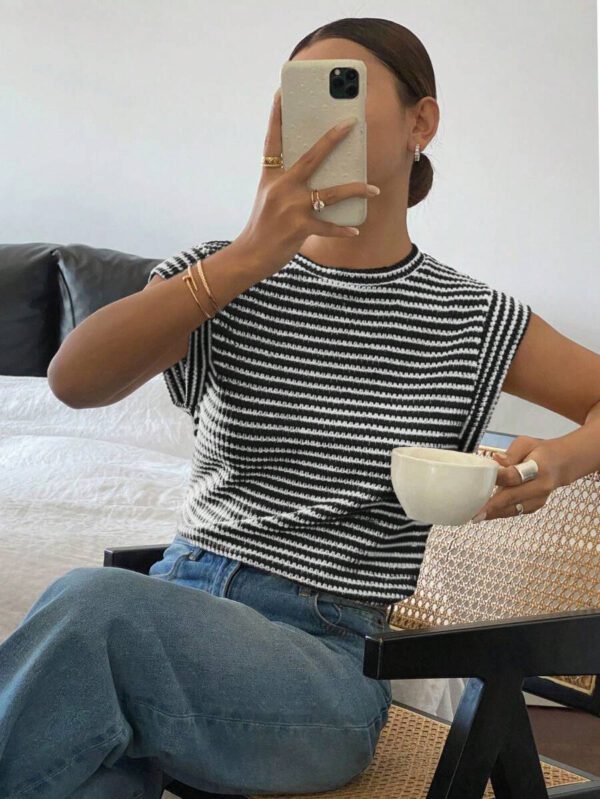 Siren Gaze T-shirt pratique à rayures et manches courtes pour hommes – Image 12