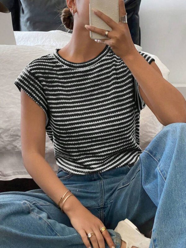 Siren Gaze T-shirt pratique à rayures et manches courtes pour hommes – Image 13