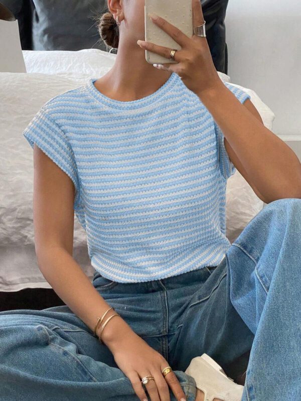 Siren Gaze T-shirt pratique à rayures et manches courtes pour hommes – Image 20