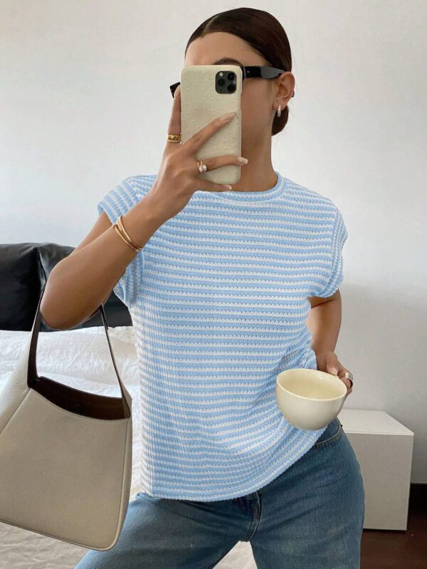 Siren Gaze T-shirt pratique à rayures et manches courtes pour hommes – Image 23