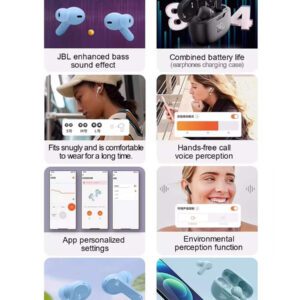 JBL Écouteurs sans fil Bluetooth WAVE BEAM pour le sport et la course, à annulation de bruit, étanches
