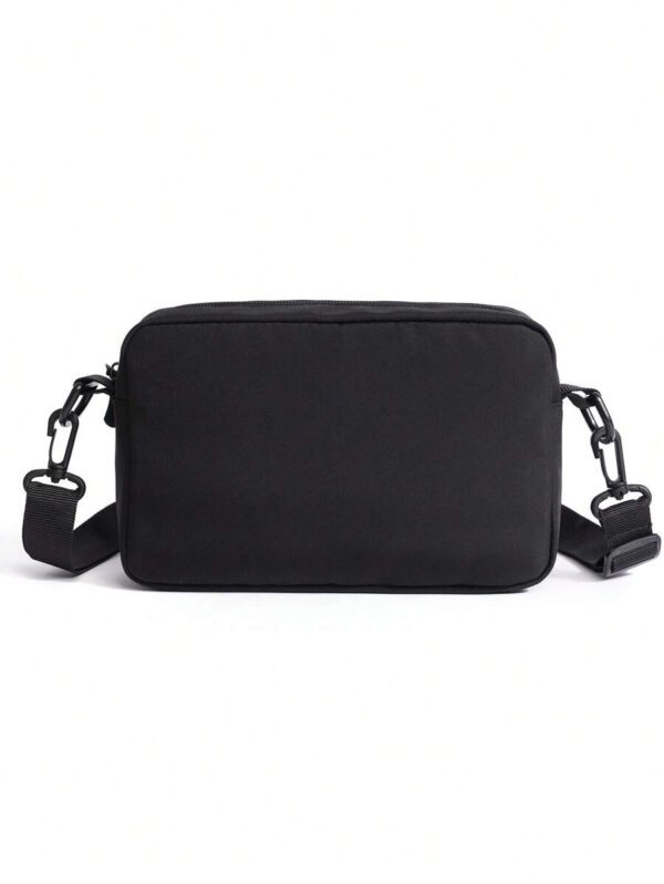 Sac carré en polyester avec poche avant à fermeture éclair, cadeau pour le père, sac bandoulière scolaire, sac de sport pour lycéen, étudiant universitaire, pour les voyages, le collège, l'école. Sac à bandoulière minimaliste pour les hommes. Sac messager, petit sac, sac de collège, sac latéral, nouveaux articles de vie pour les étudiants, les hommes essentiels, le porte-monnaie essentiel – Image 4