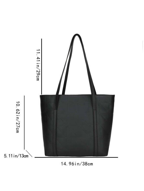 Sac fourre-tout à l'épaule à la mode avec grande capacité, matelassé, avec motif à carreaux gaufrés et couleur unie pour femmes – Image 6