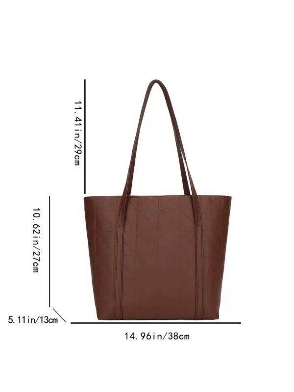 Sac fourre-tout à l'épaule à la mode avec grande capacité, matelassé, avec motif à carreaux gaufrés et couleur unie pour femmes – Image 12