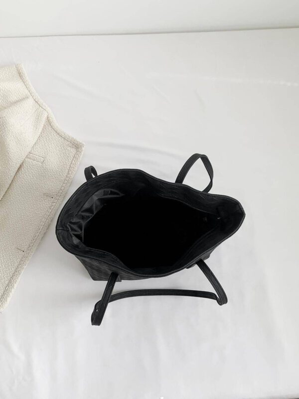 Sac fourre-tout à l'épaule à la mode avec grande capacité, matelassé, avec motif à carreaux gaufrés et couleur unie pour femmes – Image 34