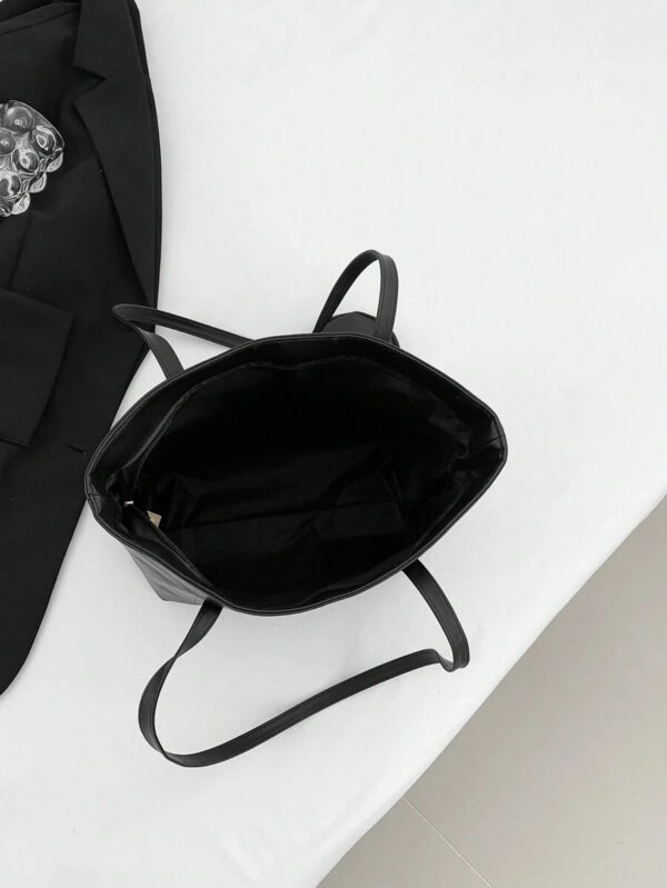 Sac fourre-tout à l'épaule à la mode avec grande capacité, matelassé, avec motif à carreaux gaufrés et couleur unie pour femmes – Image 39