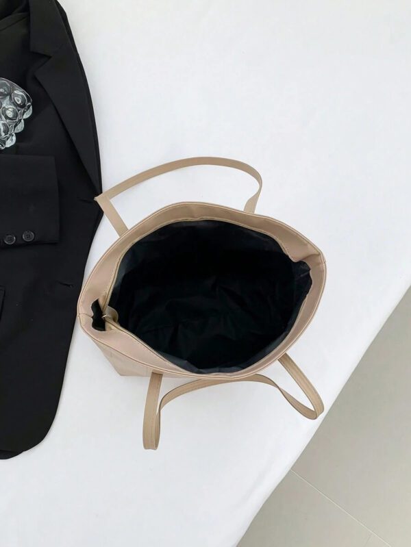 Sac fourre-tout à l'épaule à la mode avec grande capacité, matelassé, avec motif à carreaux gaufrés et couleur unie pour femmes – Image 60
