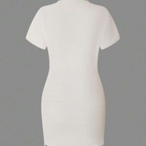 Swim Vcay Nouvelle robe de plage d'été avec décorations à franges et ceinture à nouer. Robe transparente décontractée à manches courtes pour vacances, pour femmes
