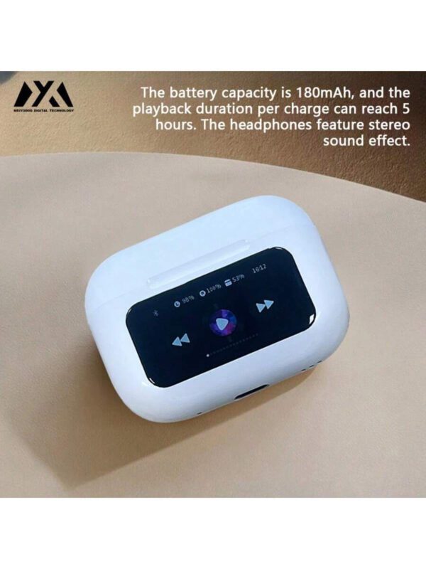 MEIYIXING Casque sans fil Meiyixing - Un boîtier de charge pour casque avec écran tactile LCD. Avec une capacité de 180mAh, il peut fournir jusqu'à 5 heures de lecture par charge. Les écouteurs offrent un effet stéréo, prennent en charge la fonction d'écouteurs sans fil et sont dotés d'un microphone antibruit intelligent intégré, convenant aux écouteurs intra-auriculaires. – Image 5