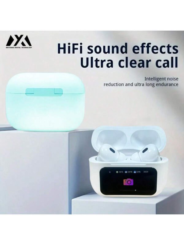 MEIYIXING Casque sans fil Meiyixing - Un boîtier de charge pour casque avec écran tactile LCD. Avec une capacité de 180mAh, il peut fournir jusqu'à 5 heures de lecture par charge. Les écouteurs offrent un effet stéréo, prennent en charge la fonction d'écouteurs sans fil et sont dotés d'un microphone antibruit intelligent intégré, convenant aux écouteurs intra-auriculaires. – Image 7
