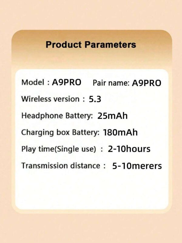 MEIYIXING Casque sans fil Meiyixing - Un boîtier de charge pour casque avec écran tactile LCD. Avec une capacité de 180mAh, il peut fournir jusqu'à 5 heures de lecture par charge. Les écouteurs offrent un effet stéréo, prennent en charge la fonction d'écouteurs sans fil et sont dotés d'un microphone antibruit intelligent intégré, convenant aux écouteurs intra-auriculaires. – Image 9
