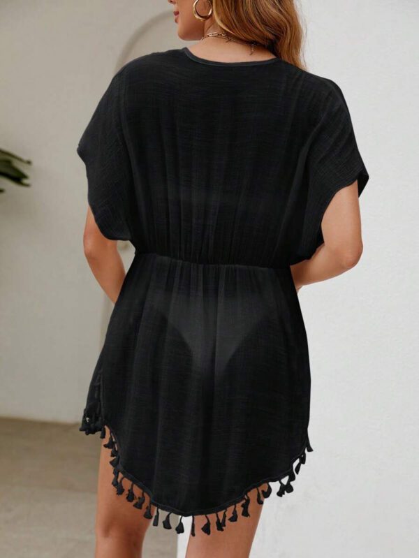 SHEIN Swim Kimono léger transparent pour l'été avec nœud avant et frange – Image 9