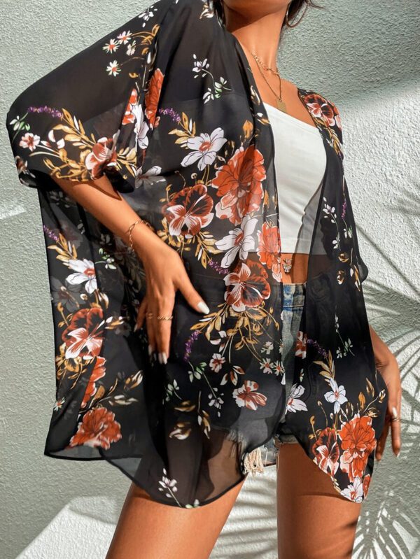 SHEIN Swim Kimono Fleuri En Mousseline De Soie – Image 6
