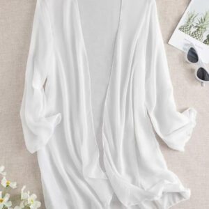 Swim Basics Kimono couvrant de couleur unie transparent pour les vacances/la plage
