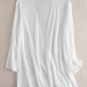 Swim Basics Kimono couvrant de couleur unie transparent pour les vacances/la plage