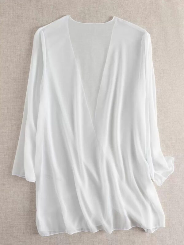 Swim Basics Kimono couvrant de couleur unie transparent pour les vacances/la plage – Image 3