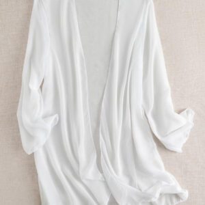 Swim Basics Kimono couvrant de couleur unie transparent pour les vacances/la plage