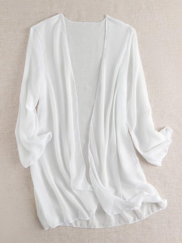 Swim Basics Kimono couvrant de couleur unie transparent pour les vacances/la plage – Image 4