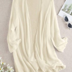 Swim Basics Kimono couvrant de couleur unie transparent pour les vacances/la plage