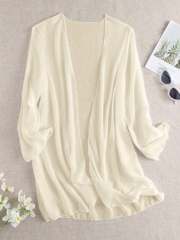 Swim Basics Kimono couvrant de couleur unie transparent pour les vacances/la plage – Image 7