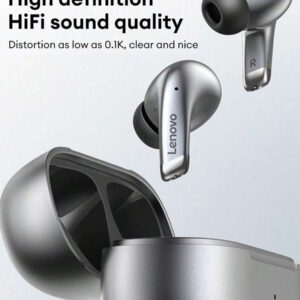 Lenovo Écouteurs Bluetooth LP5 d'origine, micro-intra-auriculaire avec son stéréo 5.3 haute qualité, annulation intelligente du bruit, musique, jeux, autonomie ultra-longue, sport et course, faible latence, annulation passive du bruit. Écouteurs sans fil compatibles avec les smartphones, ordinateurs portables, Android et