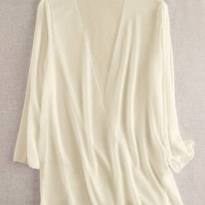 Swim Basics Kimono couvrant de couleur unie transparent pour les vacances/la plage
