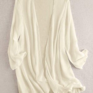 Swim Basics Kimono couvrant de couleur unie transparent pour les vacances/la plage