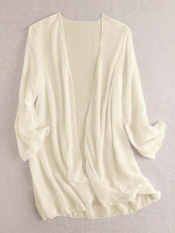Swim Basics Kimono couvrant de couleur unie transparent pour les vacances/la plage – Image 9